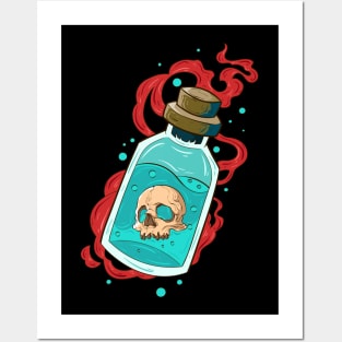 Japanese Skeleton venom bottle 3 - Vector art illustration Posters and Art